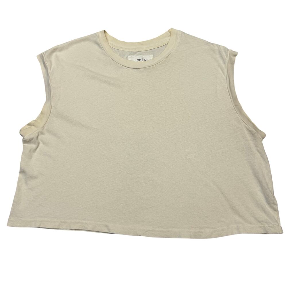 THE GREAT Crop Muscle Tank Top Women's 3/Large Streetwear Grunge Casual Gym